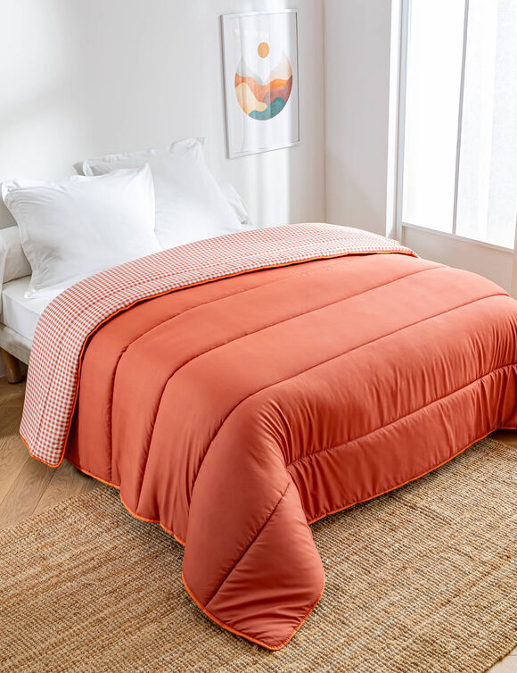 Couette microfibre imprim&eacute; vichy 400 g/m&sup2;  (tomette)