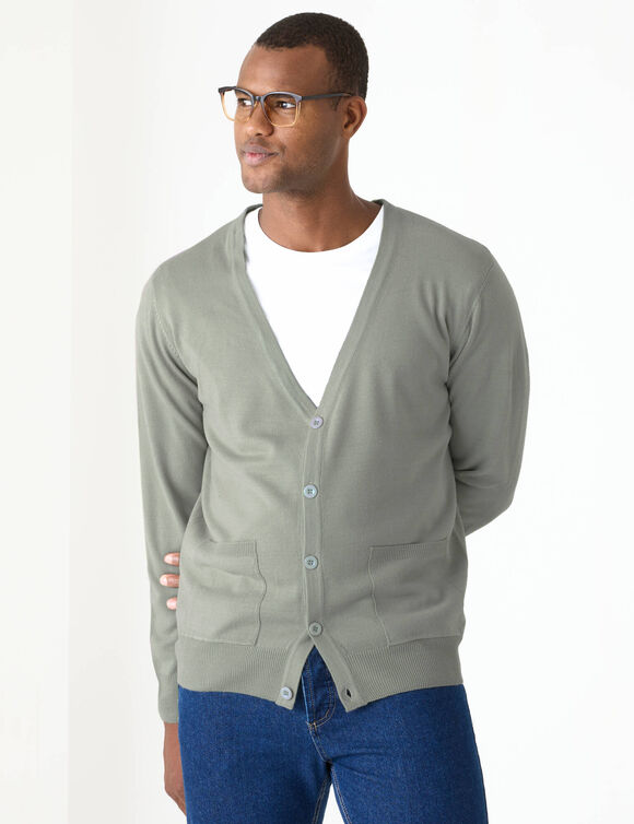 Gilet boutonn&eacute; manches longues (vert amande)