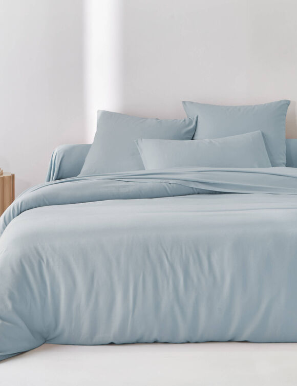 Effen bedlinnen in bamboe en linnen** (blauw)