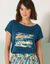 T-shirt met dierenhuidprint (blauw / smaragd)