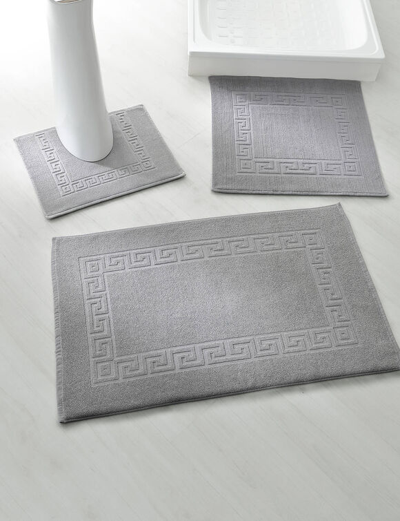 Tapis de bain éponge liteau motif frise grecque (gris moyen)