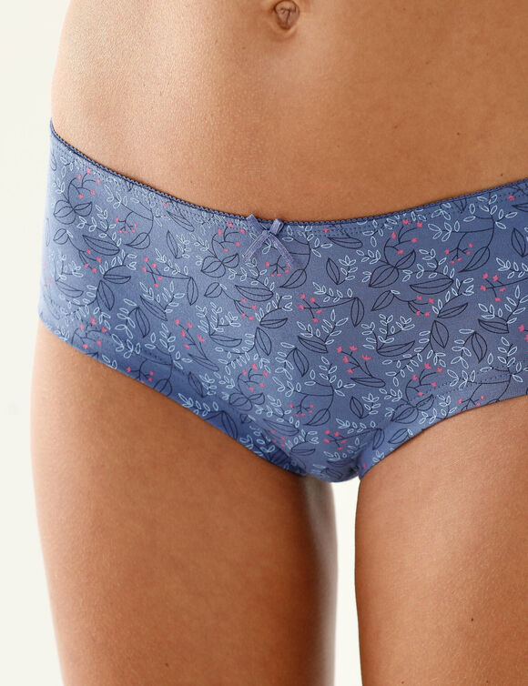 Shorty coton stretch imprimé "paon" - lot de 4 (bleu)