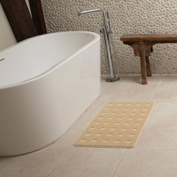 Tapis de bain motif carreaux (sable)