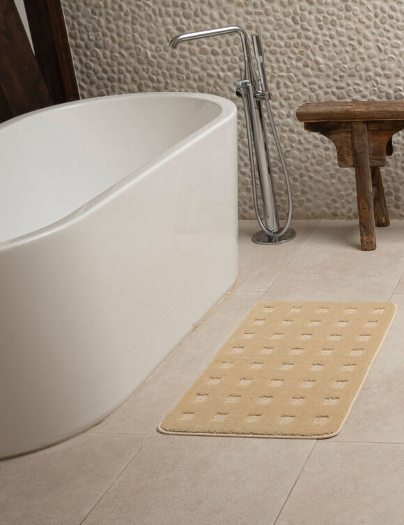 Tapis de bain motif carreaux (sable)