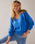 Trui met V-hals en loose volume, mohairtouch (felblauw)