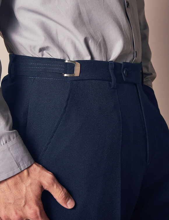Pantalon taille réglable sans pince - polyester  (marine)