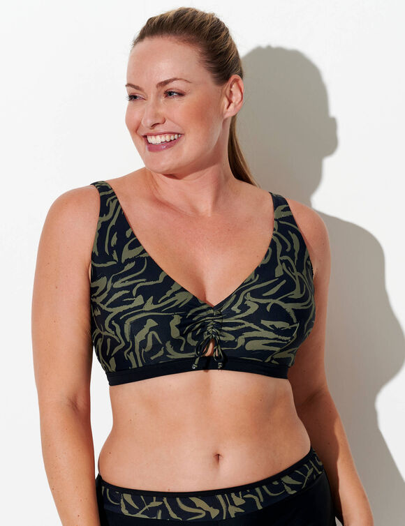 Haut de maillot de bain forme foulard Floresta - sans armatures (noir / kaki)