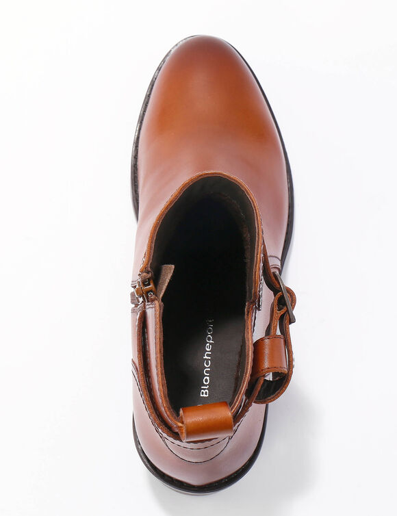 Boots cuir, boucle fantaisie. (marron)