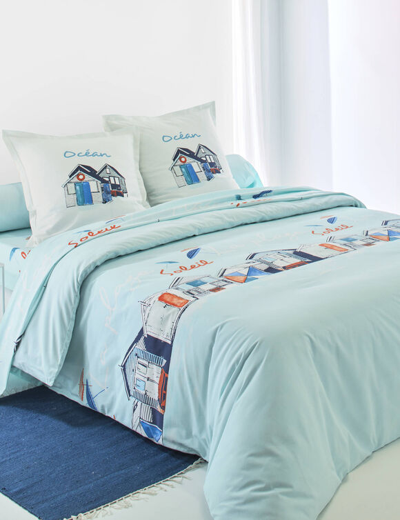 Bedlinnen Cabine, in bedrukt katoen (blauw)