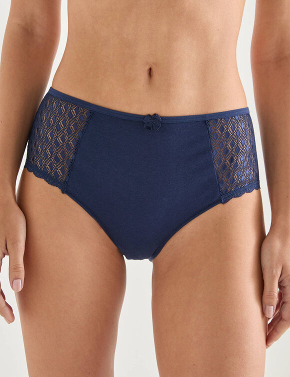 Culotte maxi coton dentelle unie Coria - lot de 2 (marine)