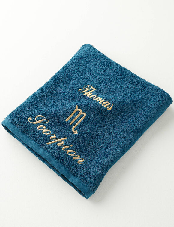 Serviettes de bain brod&eacute;es signe astrologique, &agrave; personnaliser - 420g/m2 (scorpion)