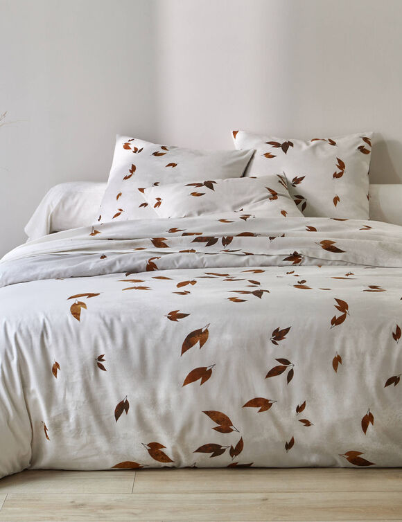 Linge de lit Automne en coton imprimé (blanc)