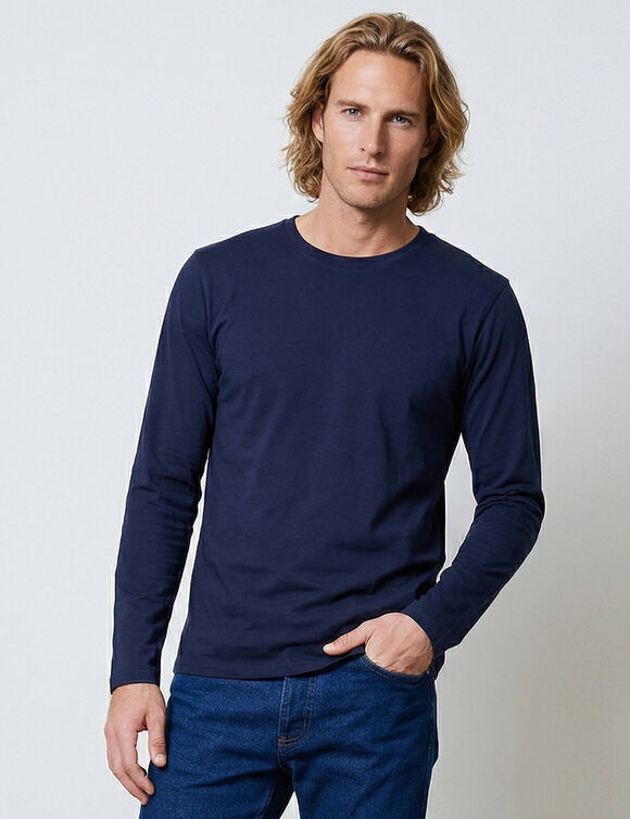 T-shirt col rond manches longues - lot de 3 (bordeaux + marine + bleu)