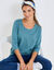 T-shirt manches 3/4 uni, coton (vert grisé)