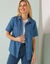 Lichte bloes in jeans, korte mouwen (bleached)