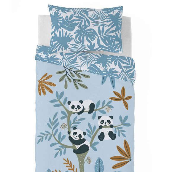 Couette enfant microfibre pandas 200 g/m&sup2; (bleu)