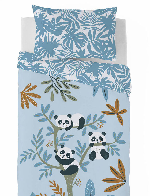Couette enfant microfibre pandas 200 g/m&sup2; (bleu)