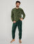Tweekleurige pyjama in fleece met lange mouwen (kaki)