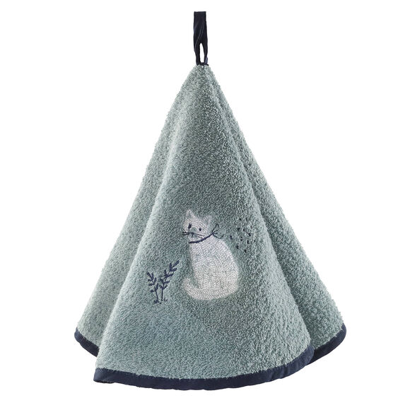 Essuie-mains &eacute;ponge brod&eacute; chats - lot de 2 (gris)