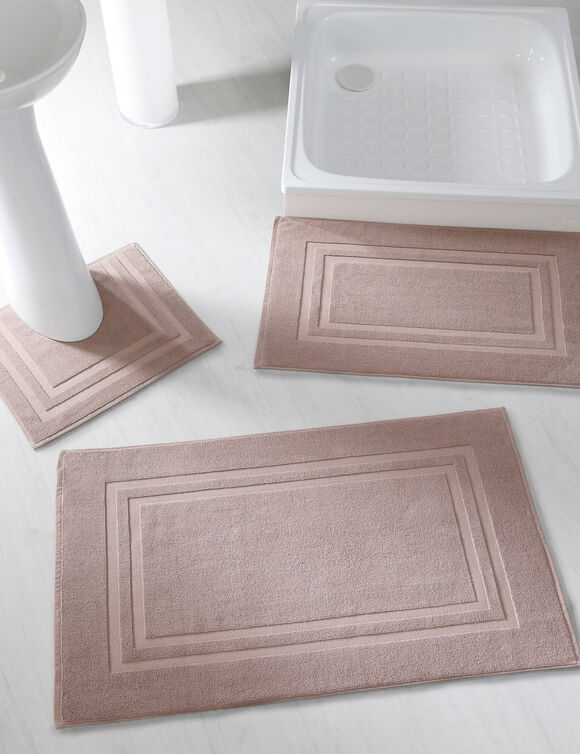 Tapis de bain éponge double liteau (taupe)