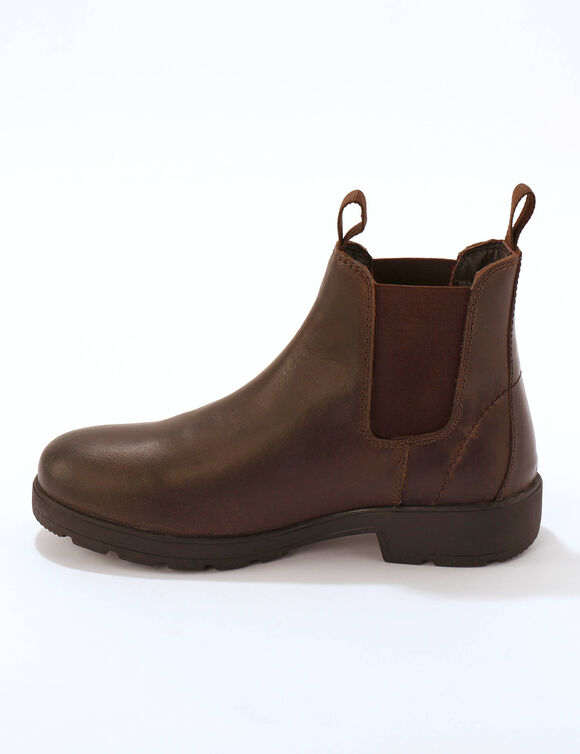 Leren Chelsea boots, elastische zijkanten en dikke zool (donkerbruin)