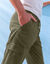 Broek in cargostijl, elastische gabardine (kaki)