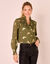 Bloes met strook, voile met gouden print (kaki)