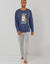 Pyjama met letter- en puppyprint, lange mouwen (marine / chin&eacute; grijs)