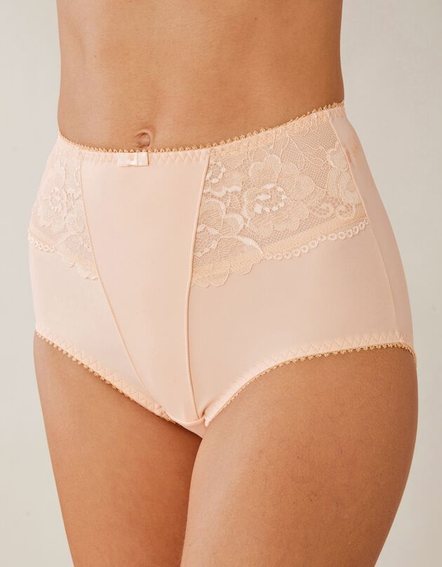 Afslankende gaineslip in kant en microvezel (huidkleur)