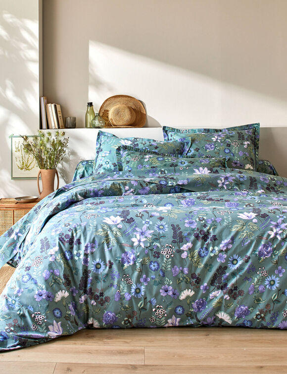 Bedlinnen Kelly in katoen met bloemenprint (groen)