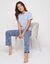 Pyjama-T-shirt &bdquo;botanische charme&ldquo; met korte mouwen (blauw)