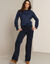 Pull col montant, finition frisotti (marine)