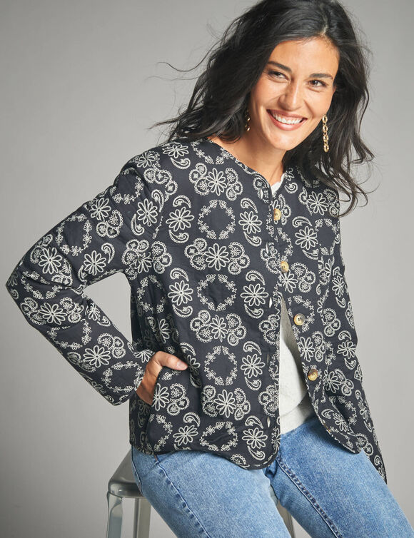 Veste matelassée imprimée (noir)