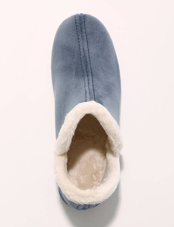 Chaussons bottillons en velours - intérieur fourré toucher peluche  (bleu)