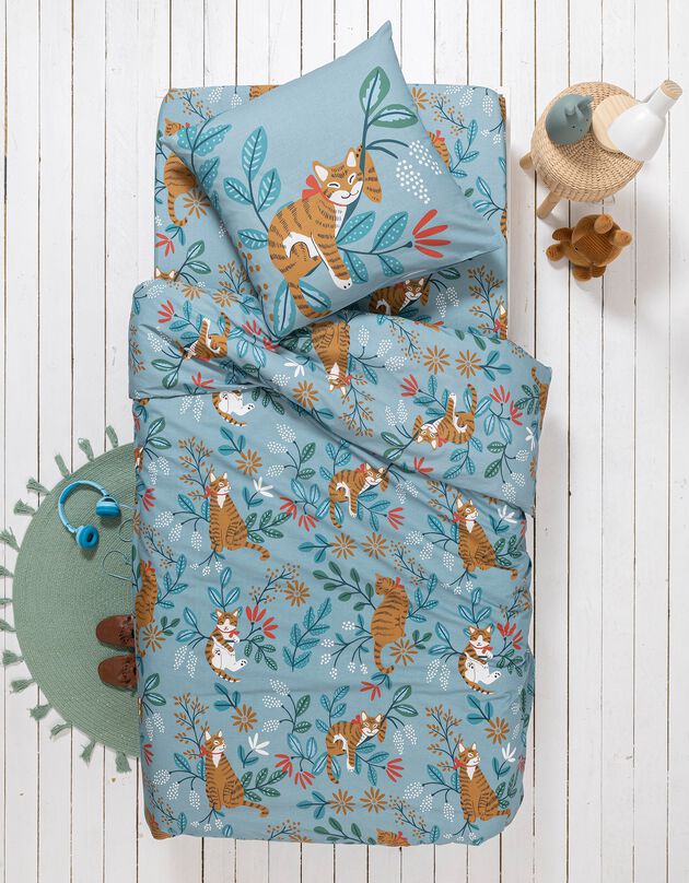 Linge de lit enfant imprimé Châtaigne - coton  (céladon)