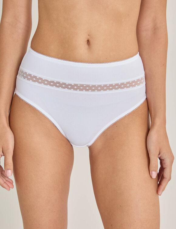 Culotte haute microfibre et tulle plumetis effet seconde peau Paia - lot de 2 (blanc)