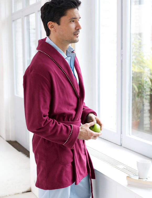 Robe de chambre courte maille polaire (bordeaux)