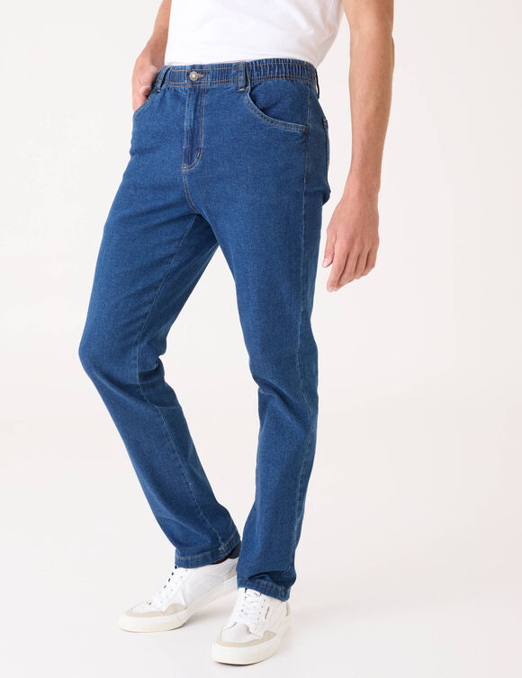Jean droit ceinture &eacute;lastiqu&eacute;e - L32 (stone)