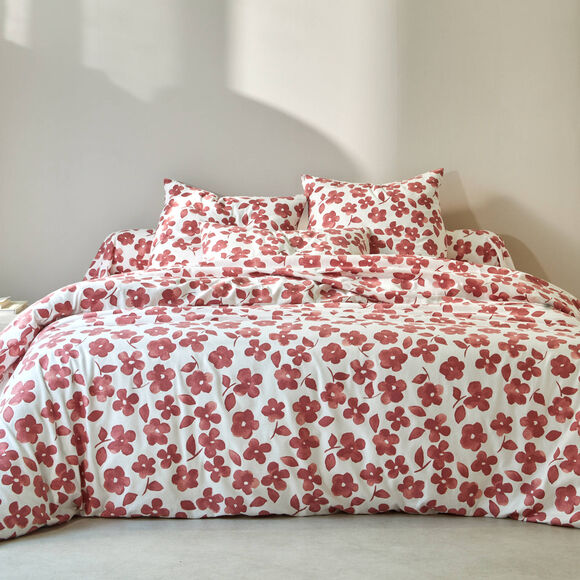 Linge de lit Petunia en flanelle imprim&eacute;e (bois de rose)