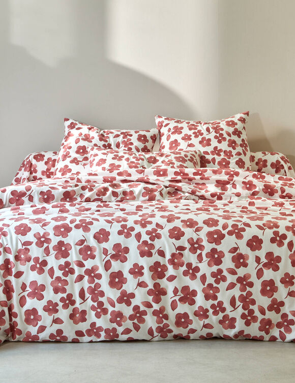 Petunia-beddengoed van bedrukte flanellen stof (rozenhout)