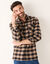 Flanel overhemd met geruite ruit (bruin / zwart)