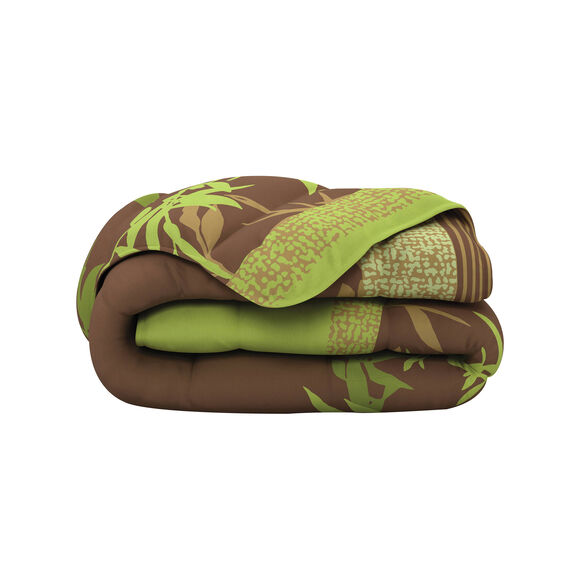 Couette microfibre imprim&eacute;e Jungle 200g/m2 (vert / chocolat)