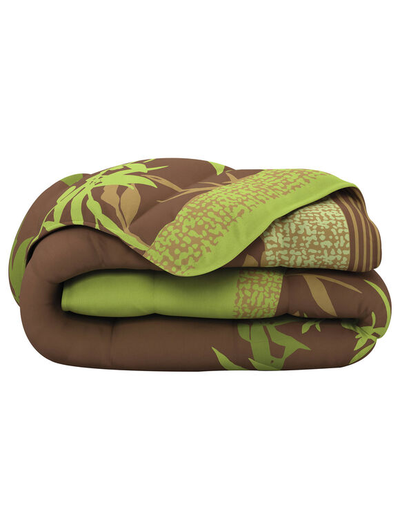 Couette microfibre imprim&eacute;e Jungle 200g/m2 (vert / chocolat)