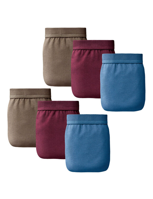 Slip ouvert taille haute uni - lot de 6 (bordeaux / bleu)