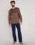 Pyjama pantalon jersey coton manches longues (taupe / marine)
