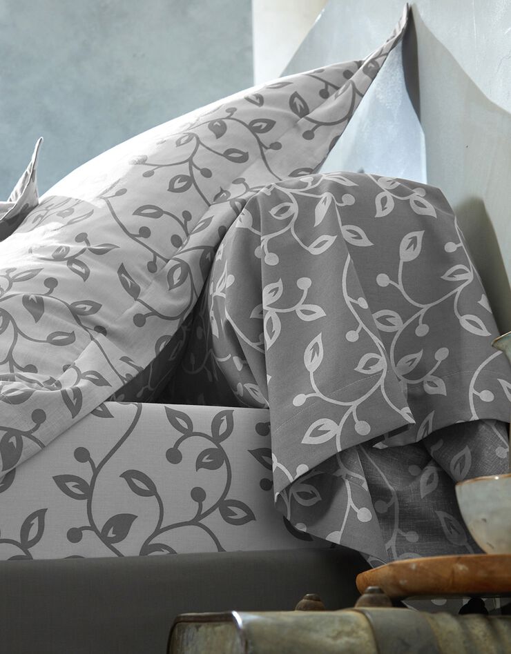 Linge de lit Héritage en coton à motifs volutes (gris / blanc)