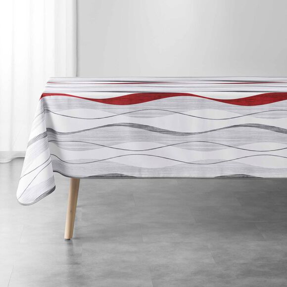 Nappe imprimé serpentins entretien facile (blanc / rouge)