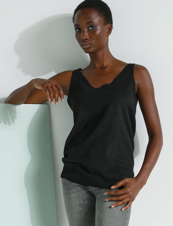 Pull sans manches col V (noir)