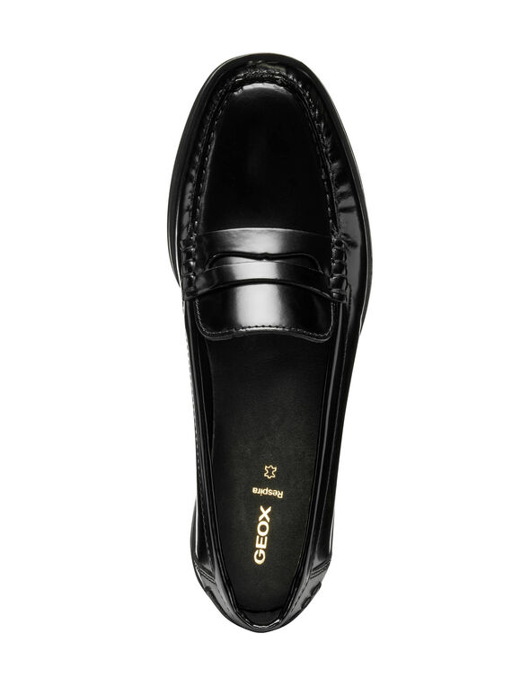 Sneakers in gladgeschoren leer (zwart)