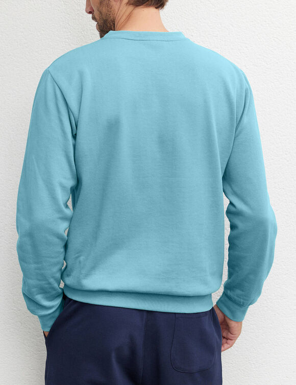 Sweat molleton col rond (bleu vert)